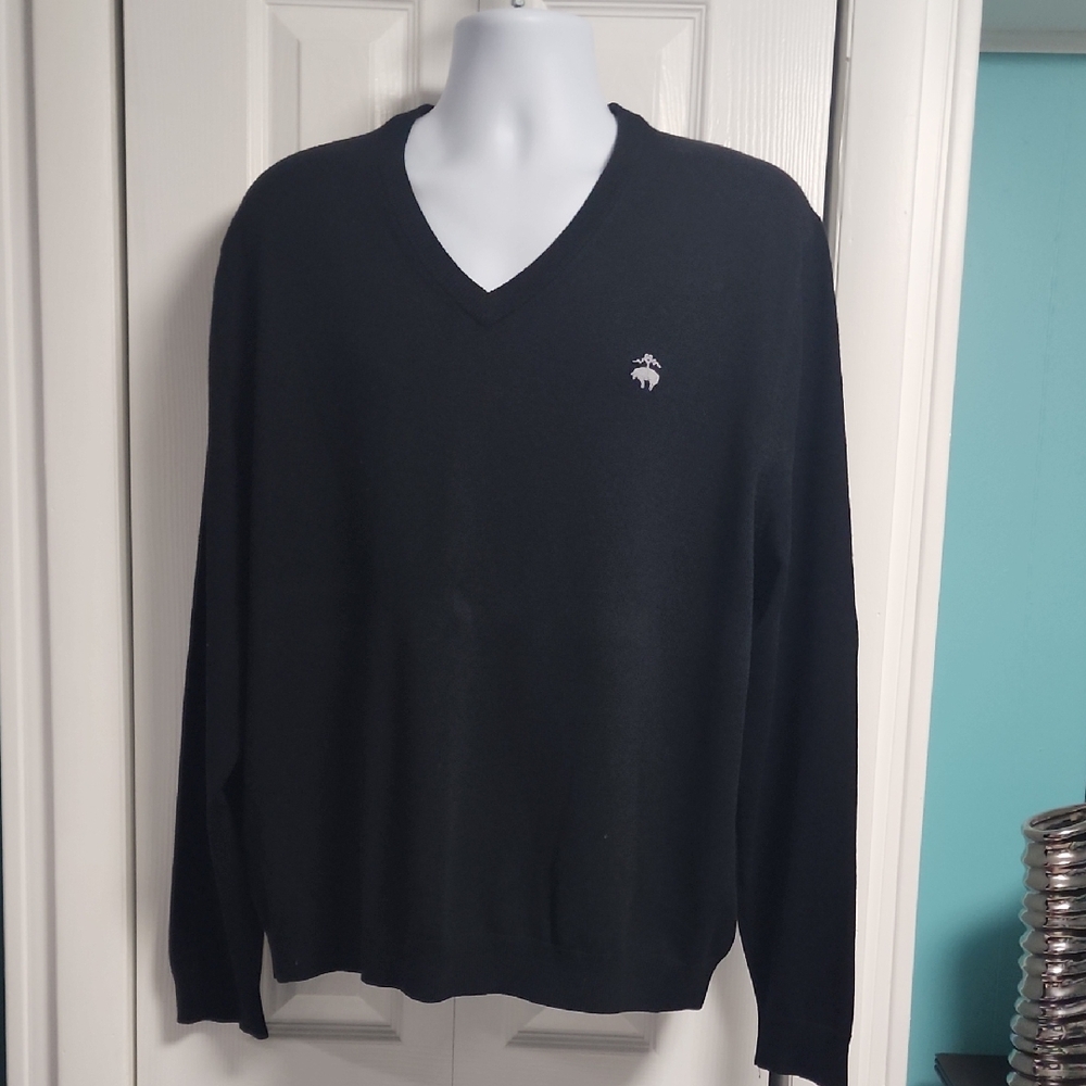 Men's Brooks Brothers Black V-Neck Sweater XL